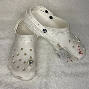Crocs- White Gray Disney Vault Collection Clogs With Missing Charms Size M11 W13